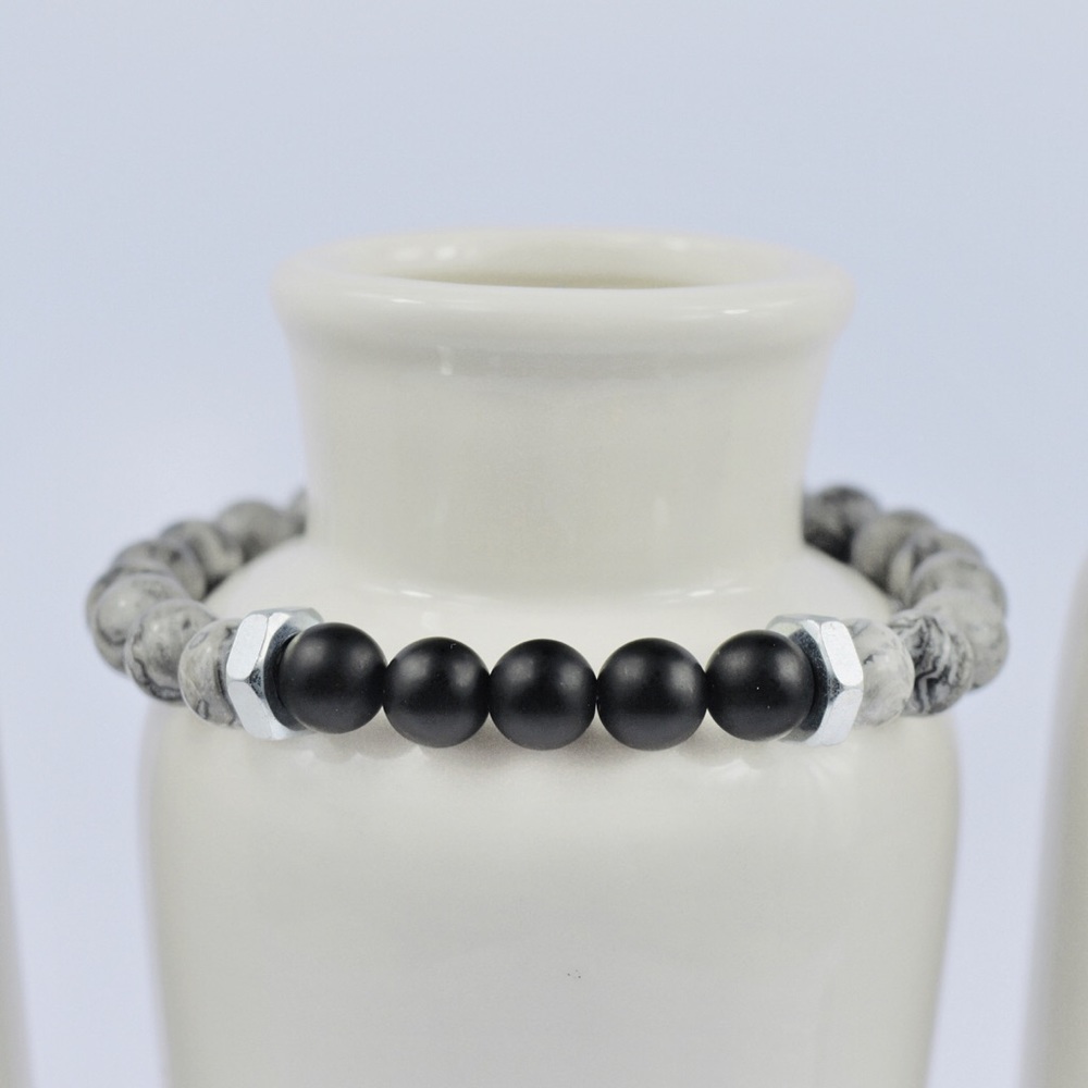 MENS | Onyx Jasper Gemstone Beaded Bracelet-106
